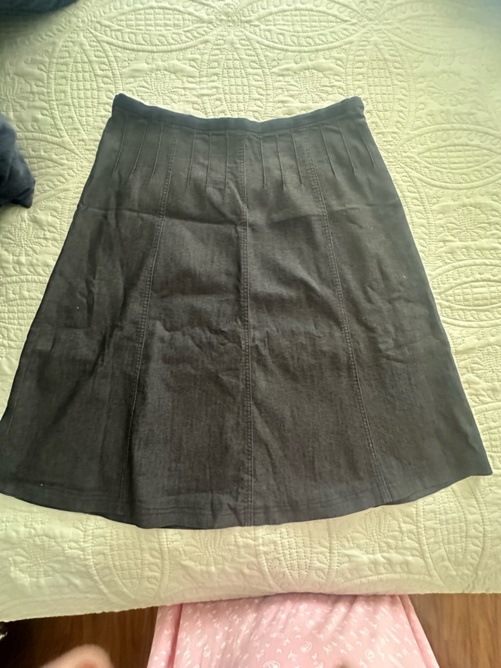 Larry Levine Black Denim Stretch A-line Sz 14 NWT Skirt Top Pleats